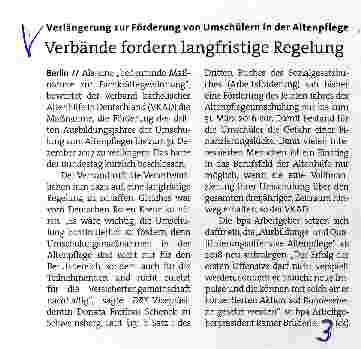 Vorschauseite 1: Verbände fordern langfristige Regelung