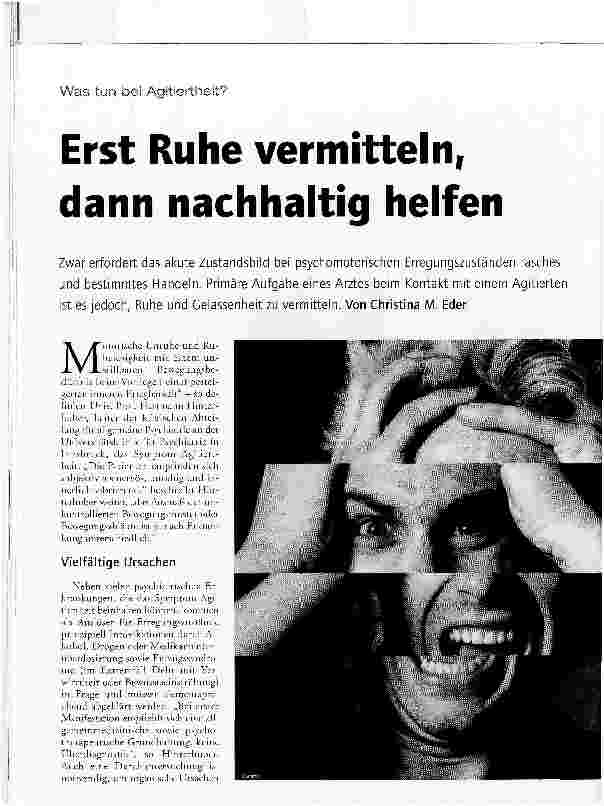 Vorschauseite 1: Was tun bei Agitiertheit?Erst Ruhe vermitteln, dann nachhaltig helfen