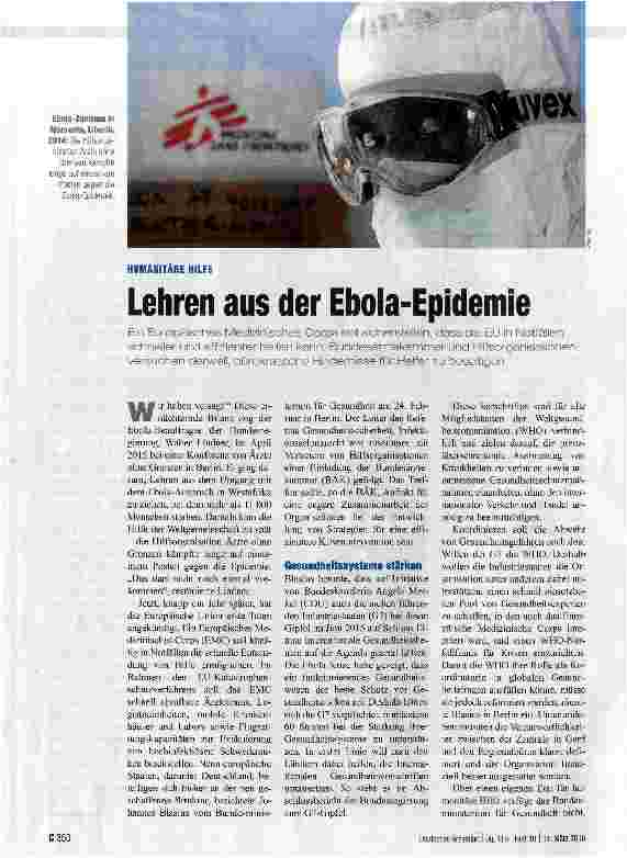 Vorschauseite 1: Lehren aus der Ebola-Epidemie
