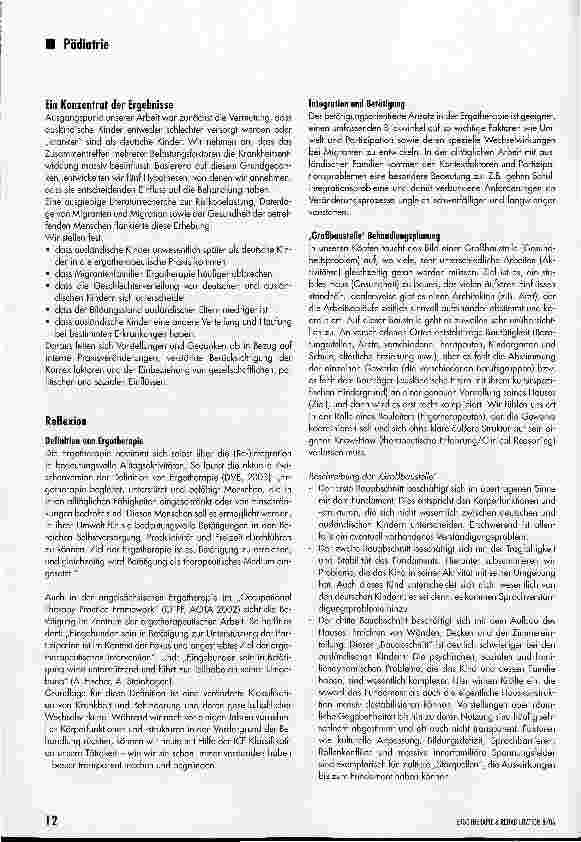 Vorschauseite 6: Hohes Risikopotenzial bei ausländischen KindernDie Ergotherapie als wichtiger Integrationsfaktor -Vergleich zwischen deutschen und ausländischen Kindern