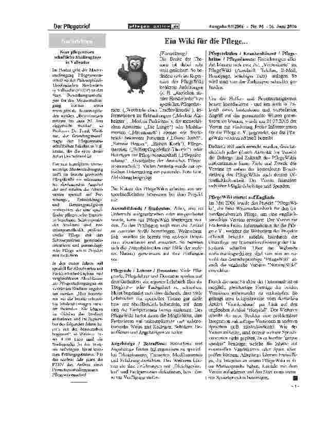 Vorschauseite 2: Ein Wiki für die Pflege