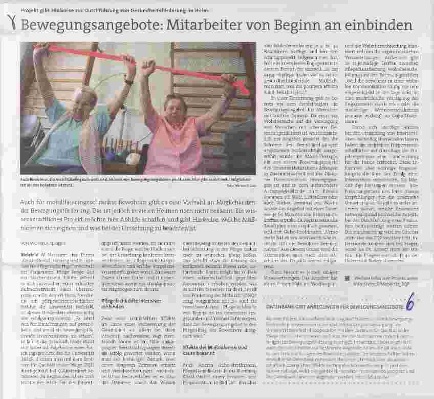 Vorschauseite 1: Bewegungsangebote; Mitarbeiter von Beginn an einbinden