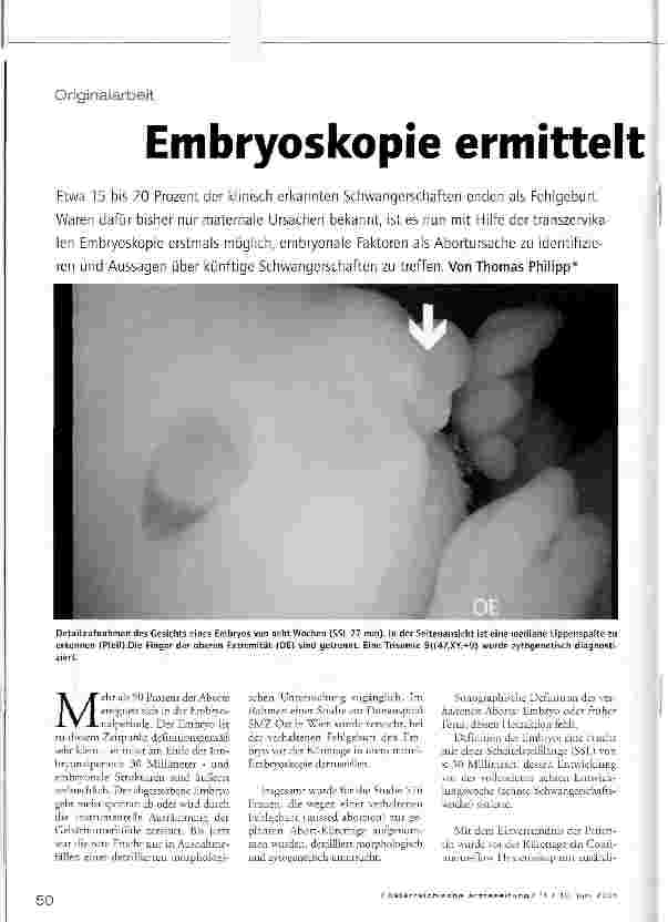 Vorschauseite 1: Embryoskopie ermittelt Abortursachen