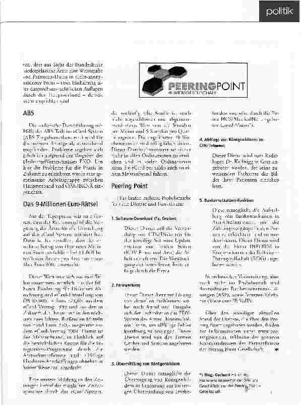 Vorschauseite 2: Neues von eCard und Peering PointVorsicht, Patientendaten!