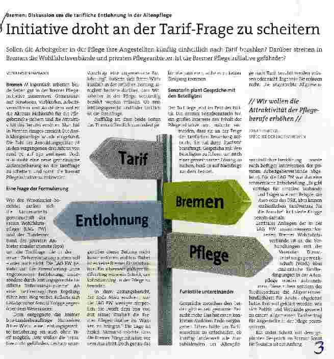 Vorschauseite 1: Initiative droht an der Tarif-Frage zu scheitern