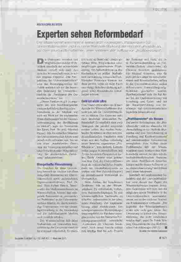 Vorschauseite 1: Experten sehen Reformbedarf