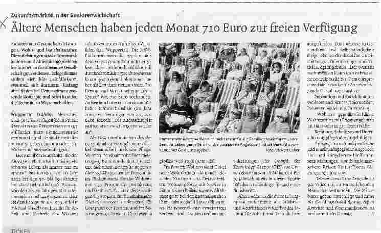 Vorschauseite 1: Ältere Menschen haben jeden Monat 710 Euro zur freien Verfügung