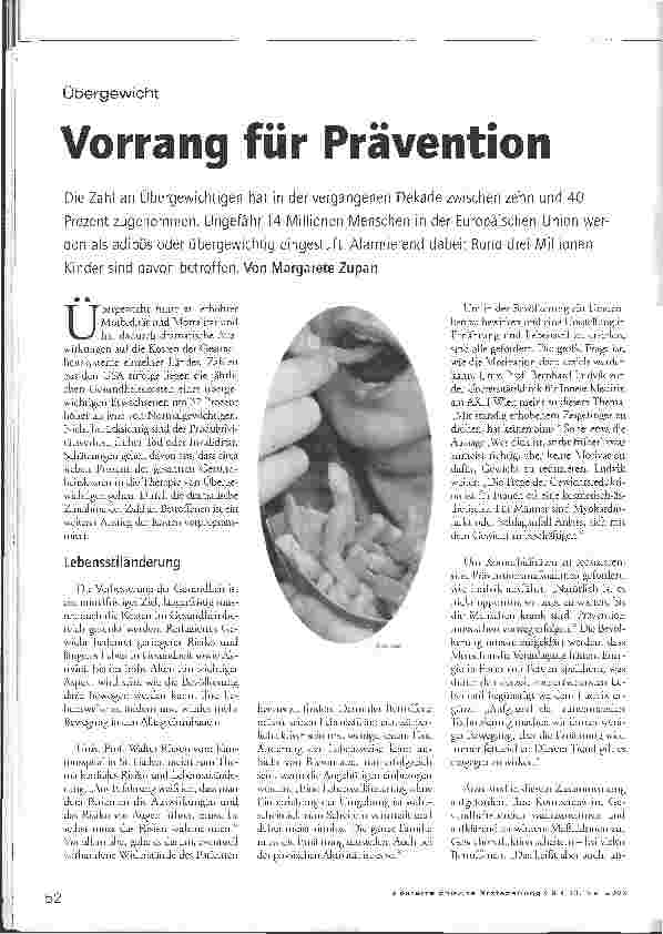 Vorschauseite 1: Übergewicht - Vorrang für Prävention