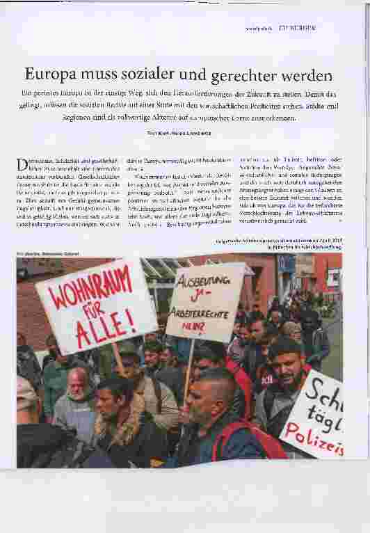 Vorschauseite 2: Europa muss sozialer und gerechter werden.
