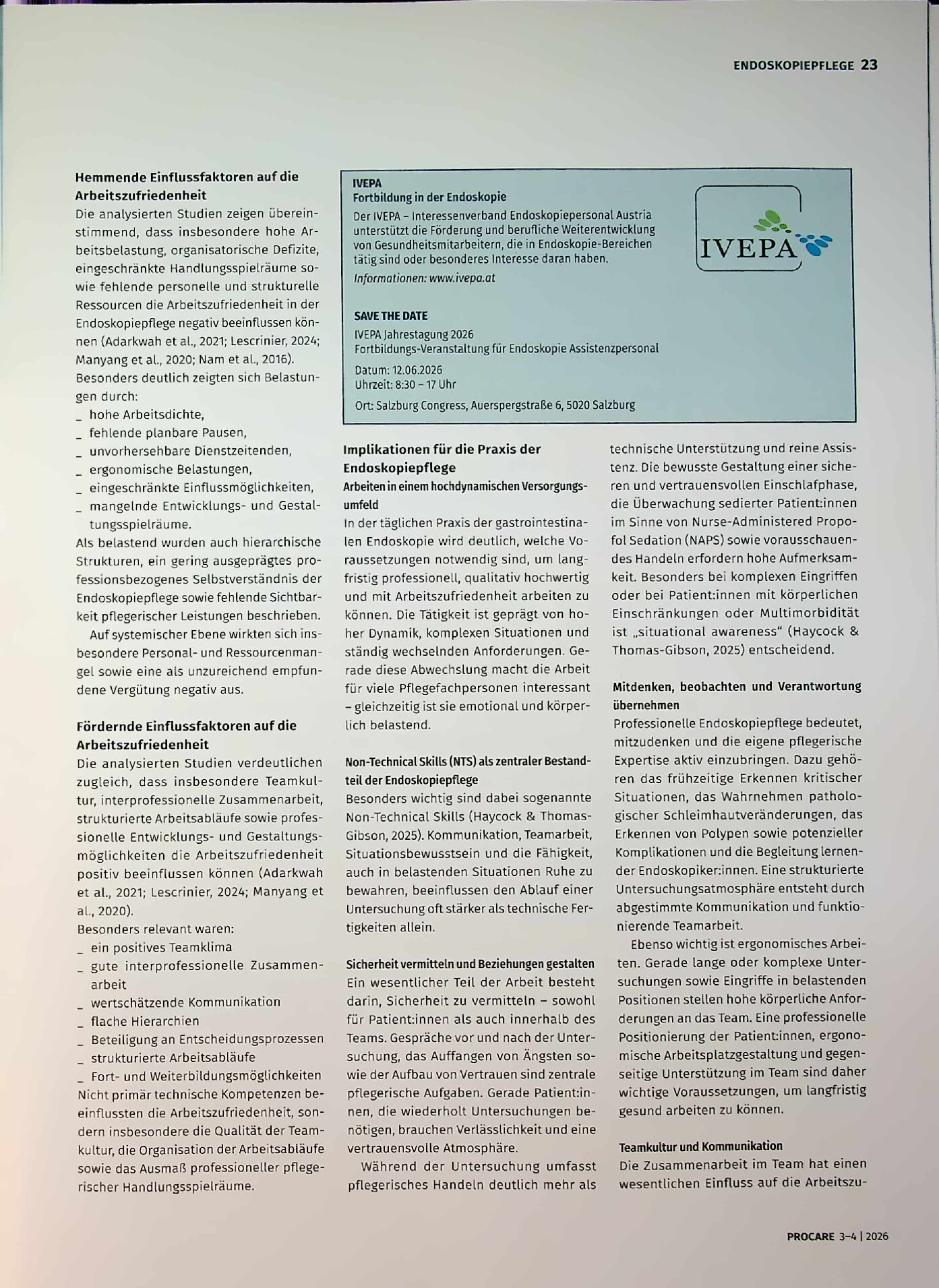 Vorschauseite 2: Arbeitszufriedenheit im Setting der Endoskopiepflege