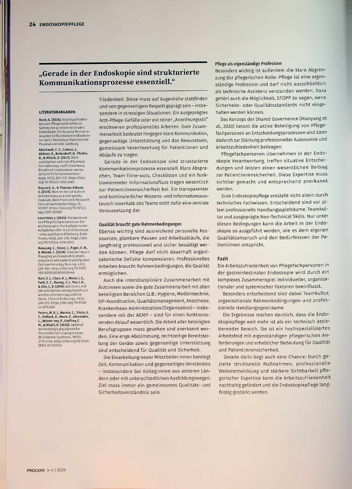 Vorschauseite 3: Arbeitszufriedenheit im Setting der Endoskopiepflege