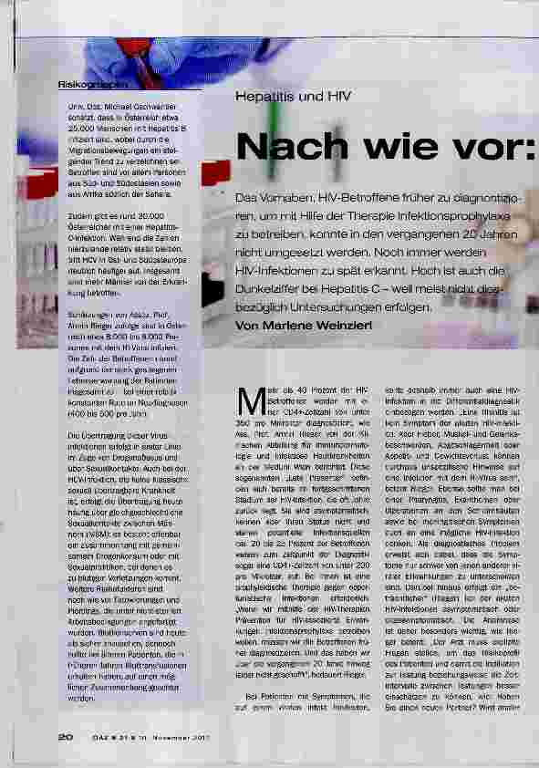 Vorschauseite 1: Nach wie vor: spät entdeckt