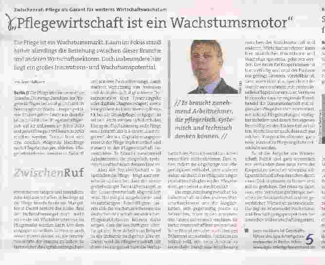 Vorschauseite 1: Pflegewirtschaft ist ein Wachstumsmotor