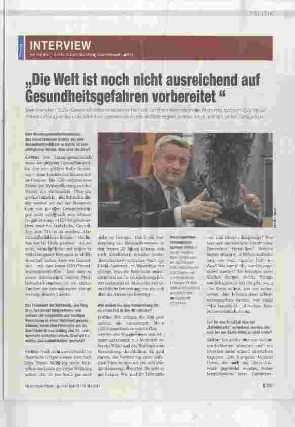 Vorschauseite 1: Die Welt ist noch nicht ausreichend auf Gesundheitsgefahren vorbereitet