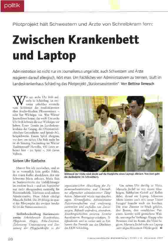 Vorschauseite 1: Zwischen Krankenbett und Laptop