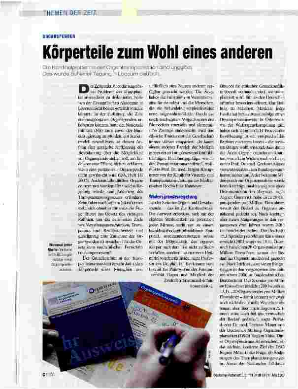 Vorschauseite 1: Körperteile zum Wohl eines anderen