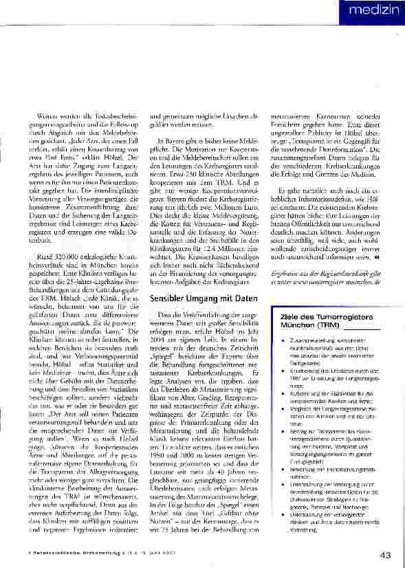 Vorschauseite 2: Der Beitrag moderner Krebsregister