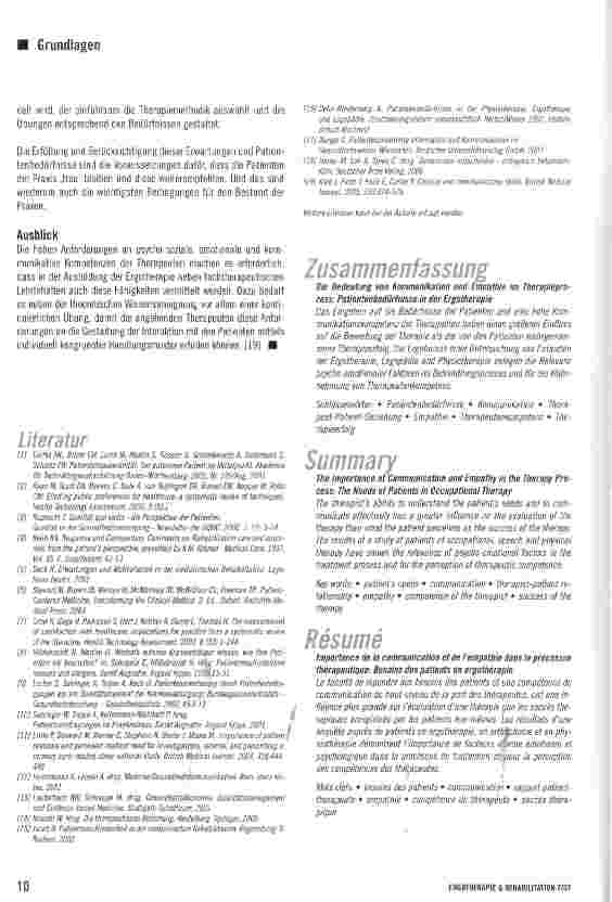 Vorschauseite 6: Die Bedeutung von Kommunikation und Empathie im Therapieprozess: Patientenbedürfnisse in der Ergotherapie