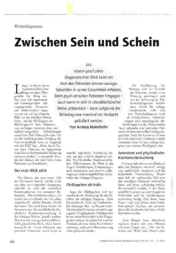 Vorschauseite 1: Zwischen Sein und Schein
