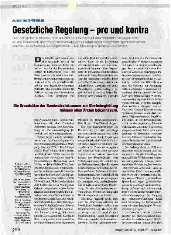 Vorschauseite 1: Gesetzliche Regelung - pro und kontra