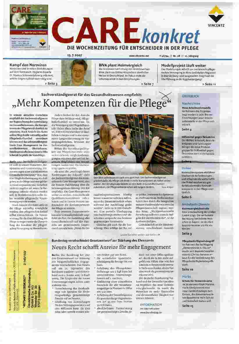 Vorschauseite 1: Mehr Kompetenzen für die Pflege