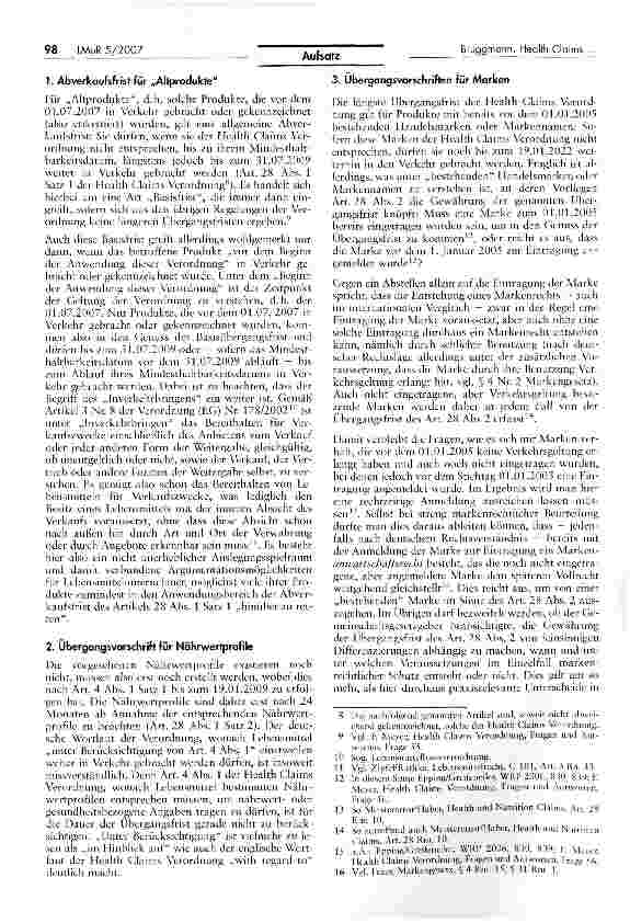 Vorschauseite 2: Aller Anfang ist schwer: Die Health Claims Verordnung und ihre Übergangsfristen