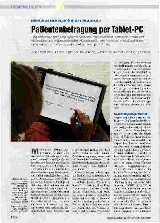 Vorschauseite 1: Patientenbefragung per Tablet-PC