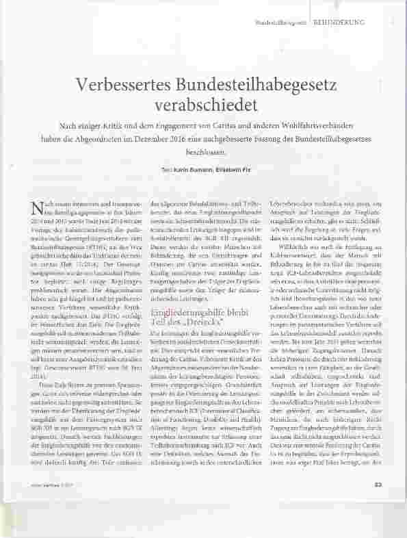 Vorschauseite 1: Verbessertes Bundesteilhabegesetz verabschiedet