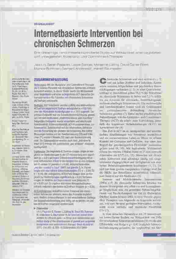 Vorschauseite 1: Internetbasierte Intervention bei chronischen Schmerzen