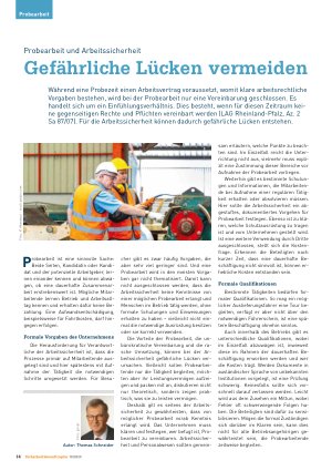 Vorschauseite 1: Probearbeit und Arbeitssicherheit Gefährliche Lücken vermeiden
