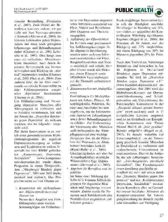 Vorschauseite 2: Früherkennung von Depression und Prävention von Suizidalität im Alter