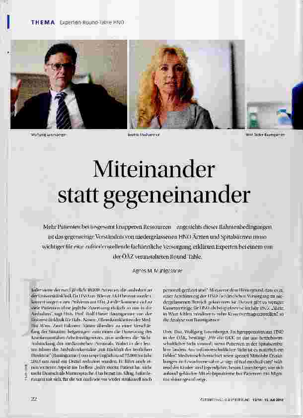 Vorschauseite 1: Miteinander statt gegeneinander