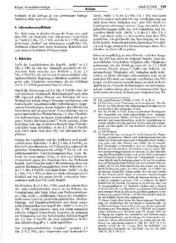 Vorschauseite 3: Auskunftsberechtigte — Auskunftsverpflichfete — Auskunftsanspruch