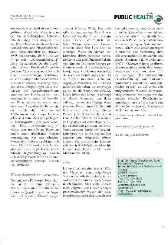 Vorschauseite 2: Rationierung gesundheitlicher Versorgung im Alter?