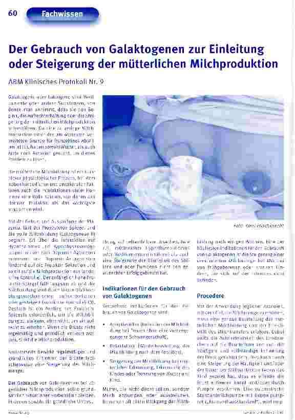 Vorschauseite 1: Der Gebrauch von Galaktogenen zur Einleitung oder Steigerung der mütterlichen Milchproduktion