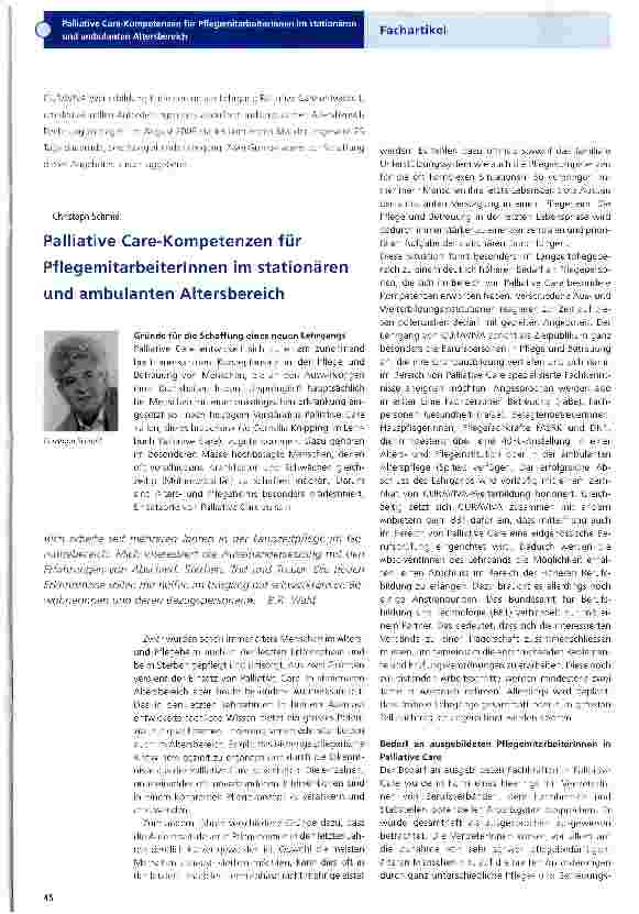 Vorschauseite 1: Palliative Care-Kompetenzen für Pflegemitarbeiterinnen im stationären und ambulanten Altersbereich