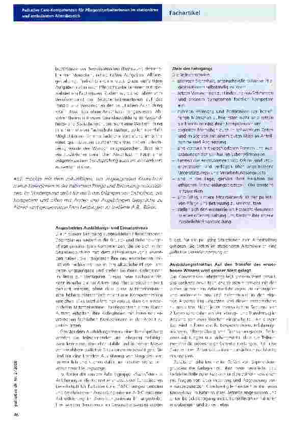 Vorschauseite 2: Palliative Care-Kompetenzen für Pflegemitarbeiterinnen im stationären und ambulanten Altersbereich