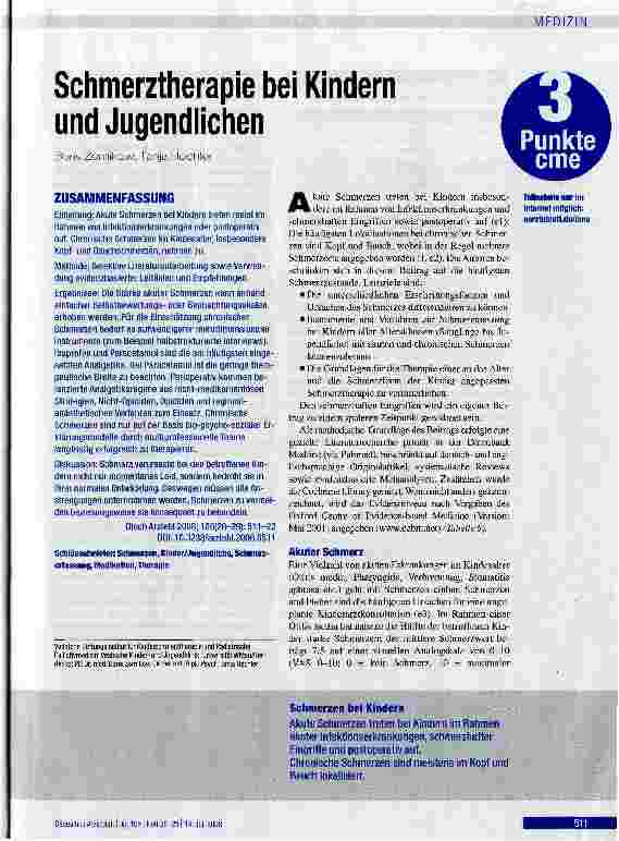 Vorschauseite 1: Schmerztherapie bei Kindern und Jugendlichen