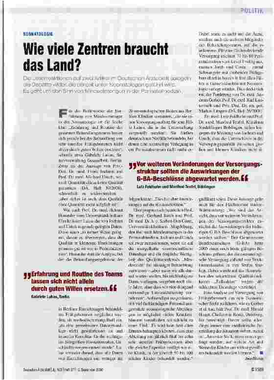 Vorschauseite 1: Wie viele Zentren braucht das Land?