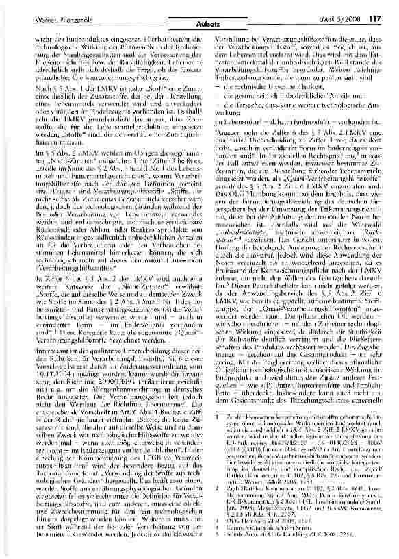 Vorschauseite 2: Rechtliche Einstufung von Pflanzenölen zur Entstaubung von Backmitteln
