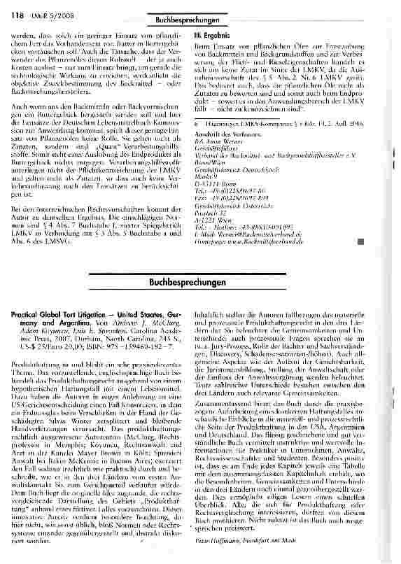 Vorschauseite 3: Rechtliche Einstufung von Pflanzenölen zur Entstaubung von Backmitteln