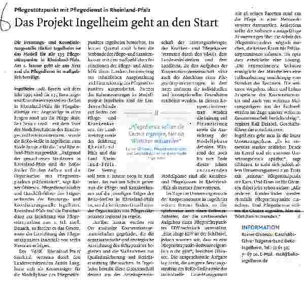 Vorschauseite 1: Das Projekt Ingelheim geht an den Start
