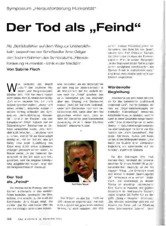 Vorschauseite 1: Der Tod als „Feind