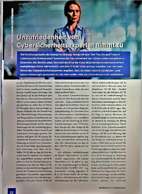 Vorschauseite 1: Unzufriedenheit von Cybersicherheitsexperten nimmt zu
