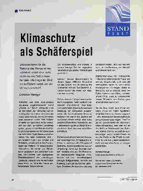 Vorschauseite 1: Klimaschutz als Schäferspiel