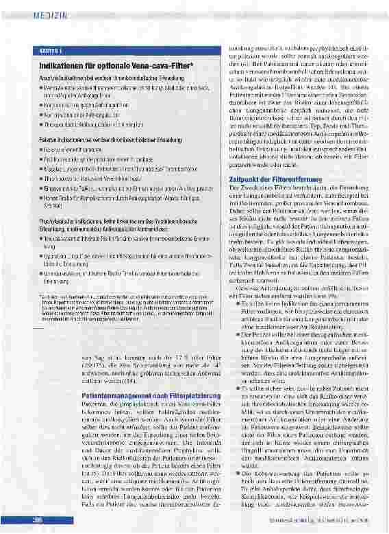 Vorschauseite 4: ÜBERSICHTSARBEITOptionale Vena-cava-FilterIndikationen, Management und Ergebnisse
