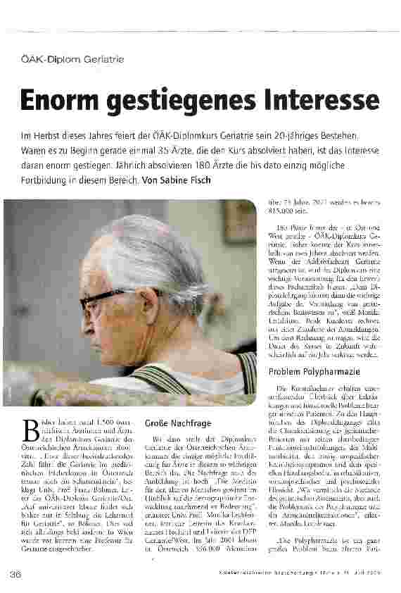 Vorschauseite 1: ÖÄK-Diplom GeriatrieEnorm gestiegenes Interesse