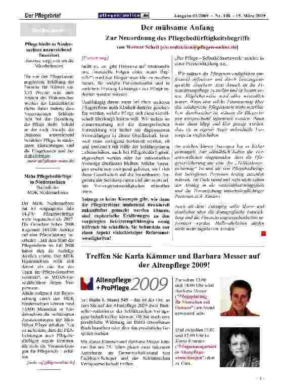Vorschauseite 2: Der mühsame Anfang ZurNeuordnung des Pflegebedürftigkeitsbegriffs