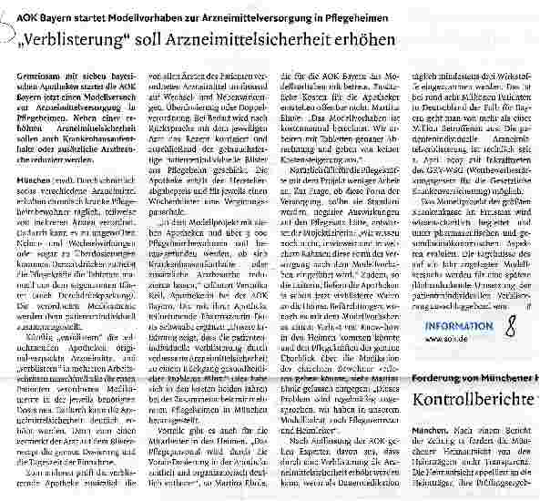 Vorschauseite 1: „Verblisterung soll Arzneimittelsicherheit erhöhen