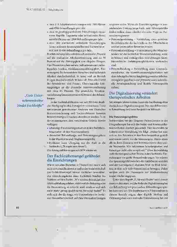 Vorschauseite 2: Die Suchtrehabilitation steht vor neuen Herausforderungen